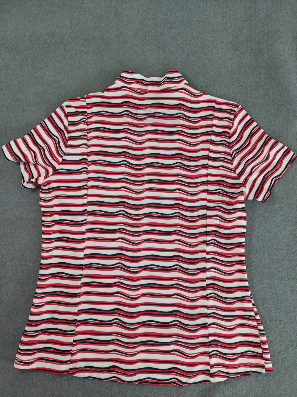 Mimosa by Nivo Golf Polo Top XL Red Black White Wavy Stripe Quarter Zip Shirt - Picture 7 of 8